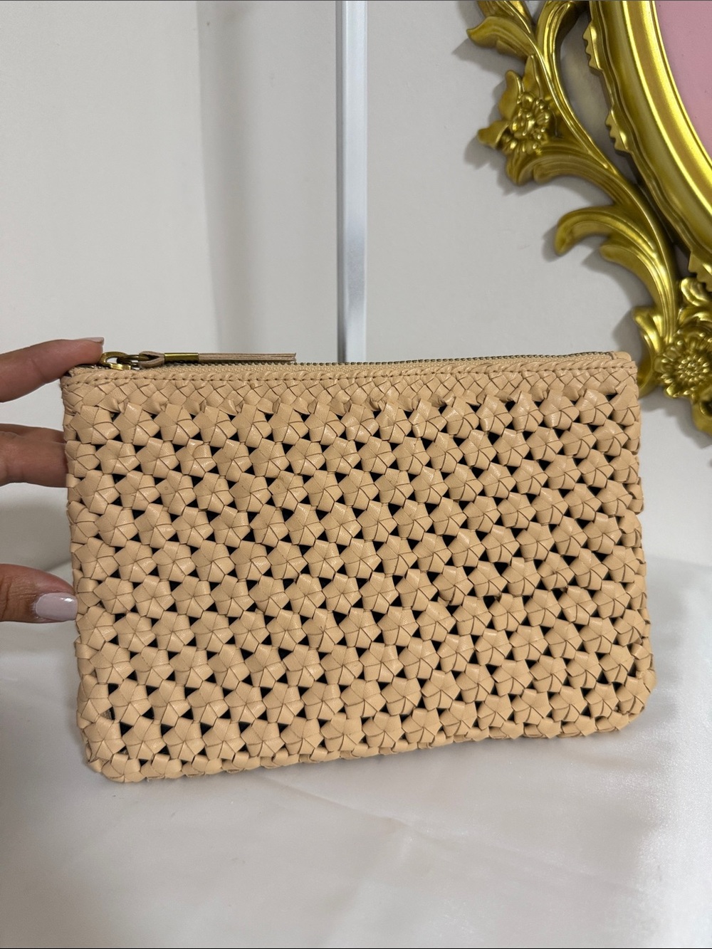 Madewell Woven Nude Beige Zip Clutch